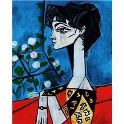 PICASSO "PORTRAIT OF JACQUELINE ROQUE W/FLOWERS"