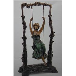 "SWING GIRL" BRONZE  SCULPTURE - A.  MOREAU -