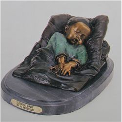 "SLEEPING BABY" BRONZE SCULPTURE - A. MOREAU -