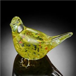 HAND CRAFTED YELLOW ART GLASS BIRD