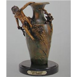 "FEMALE VASE" BRONZE SCULPTURE - A. MOREAU