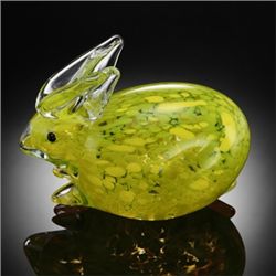HAND CRAFTED YELLOW ART GLASS BUNNY