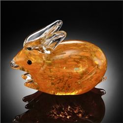 HAND CRAFTED ORANGE ART GLASS BUNNY