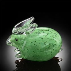 HAND CRAFTED GREEN ART GLASS BUNNY