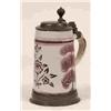 A Continental Late 17th/Early 18th Century Pottery Tankard, decorated in puce with flowers and tr...