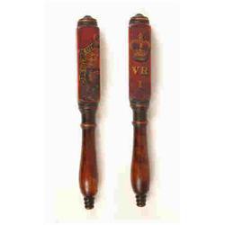 An Early Victorian Tipstaff, inscribed 'Joseph Carne Parish of Kenwyn 1848', (Truro), 'VR 1', and...