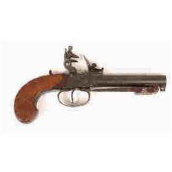 A 19th Century Single Barrel Flintlock Pistol, with wooden grip and  single bayonet, signed Twigg...
