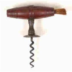 A Henshall Patent Corkscrew, with turned wood handle, brush, the button inscribed 'OBSTANDO PROMO...