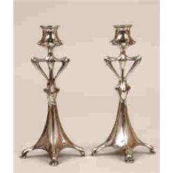 A Pair of Art Nouveau Candlesticks, 25 cm (2)  See illustration £100-120...