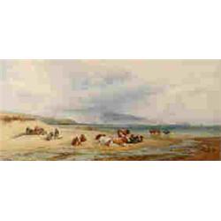 Edward Duncan 1858, Swansea from the Black Pill, watercolour, signed, dated and inscribed on a la...