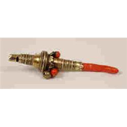 A Georgian Silver Gilt and Coral Teether, initialed, London 1833 See illustration £300-400...