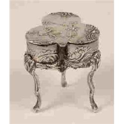 A Continental Silver Miniature Table, the trefoil top decorated figures, import marks for 1902  S...