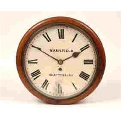 A Wall Clock, the 28 cm diameter dial signed 'Mansfield Shaftesbury' with a fusee movement in a m...