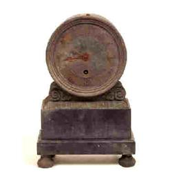 A Regency Mantle Clock, the 9 cm diameter dial with traces of gilt annular chapter ring, the back...