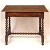 An Early 18th Century Oak Table, fitted a frieze drawer on bobbin turned supports united by an H-...