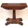 An Early Victorian Rosewood Card Table, on a lotus leaf mounted column and concave sided platform...