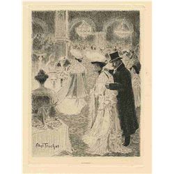 Abel-Truchet Original Etching "Le Café De Paris"
