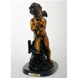 "SEATED CUPID WITH BOW" BRONZE SCULPTURE - FOMILE