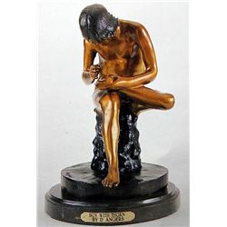 "BOY WITH THORN" BRONZE SCULPTURE - D'ANGERS