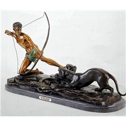 "COUGAR ATTACK" BRONZE SCULPTURE - RANCOULET