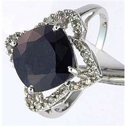 4.94 CTW.  SAPPHIRE & DIAMOND RING - 10KW GOLD