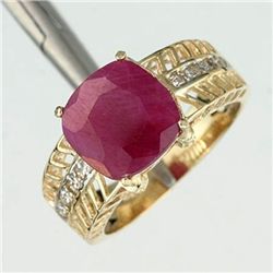 3.0 CTW. RUBY & DIAMOND RING - 10KY GOLD