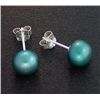 Image 1 : 7 MM INDIGO BLUE PEARL STUD EARRINGS