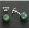 Image 1 : 7 MM GREEN PEARL STUD EARRINGS