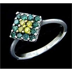 14KW 1/2 CTW CANARY YELLOW & BLUE DIAMOND RING