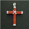 Image 1 : RED JADE STERLING CROSS PENDANT