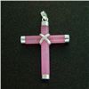 Image 1 : PINK JADE STERLING CROSS PENDANT