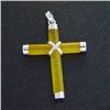 Image 1 : YELLOW JADE STERLING CROSS PENDANT