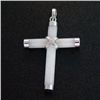 Image 1 : WHITE JADE STERLING CROSS PENDANT