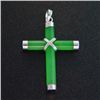 Image 1 : GREEN JADE STERLING CROSS PENDANT