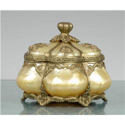 POLY RESIN LIDDED BOX BRUSED WITH GOLD