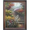 Image 1 : "GARDEN STAIRS" - ORIGINAL OIL ON CANVAS