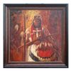 Image 1 : "INDIAN WARRIOR" - ORIGINAL OIL ON CANVAS