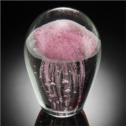 ART GLASS PINK JELLYFISH GLOW IN THE DARK