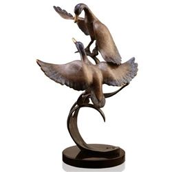 DUCKS TAKING FLIGHT BRONZE SCULPTURE