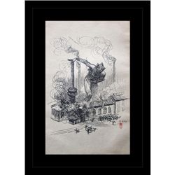 ANTIQUE GALLERY STAMPED LITHOGRAPH