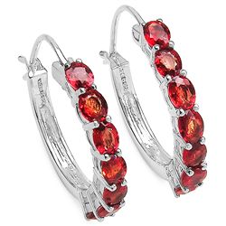 Orange Sapphire & Sterling Silver Earrings.