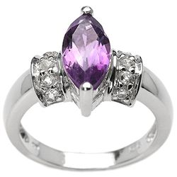 1.65 CARAT GENUINE AMETHYST & WHITE TOPAZ .925 STERLING SILVER RING