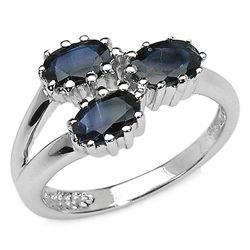 1.95 CARAT GENUINE BLUE SAPPHIRE .925 STERLING SILVER RING