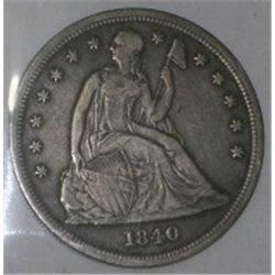 1840 SEATED LIBERTY SILVER DOLLAR RED BOOK VALUE IS $975.00+ *EXTREMELY RARE EARLY EXTRA FINE GRADE