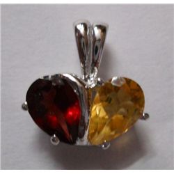 2.140g Pendant of Citrine and Garnet in silver