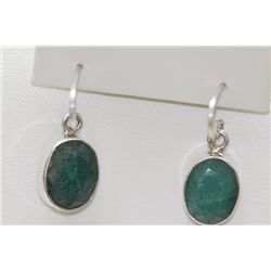 19.71 CTW EMERALD EARINGS .925 STERLING SILVER