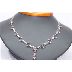 87.70 CTW STAR RUBY NECKLACE .925 STERLING SILVER