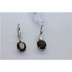 12.25 CTW SMOKY TOPAZ EARRING .925 STERLING SILVER