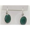 Image 1 : 26.10 CTW EMERALD EARINGS .925 STERLIING SILVER