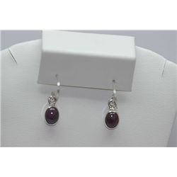 12.61 CTW STAR RUBY EARINGS .925 STERLING SILVER